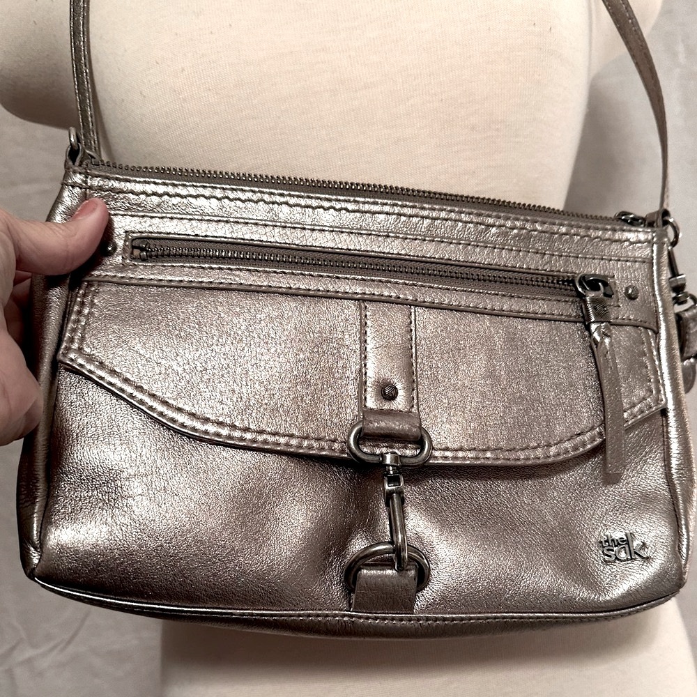 THE SAK leather purse/crossbody! Silver in color!